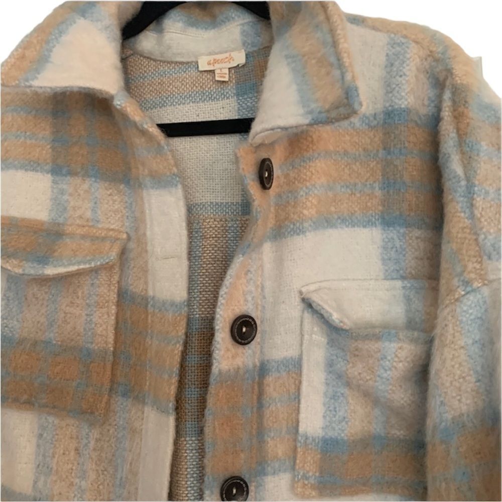 Plaid Button Down Shacket Coat - image 5